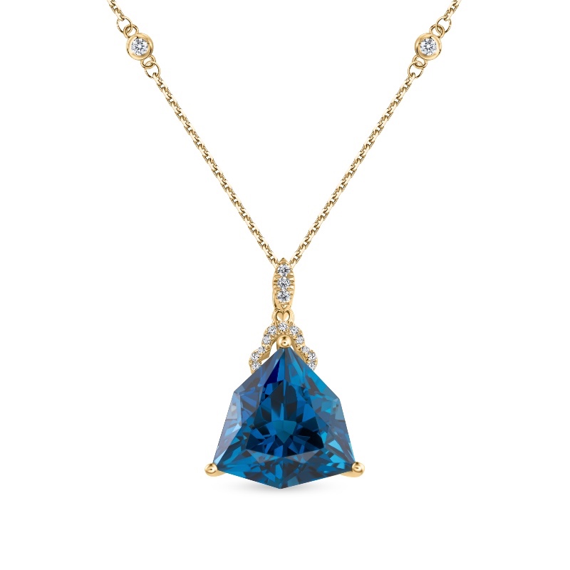 14k Gold Diver's London Blue Topaz Necklace (13.03 ctw)